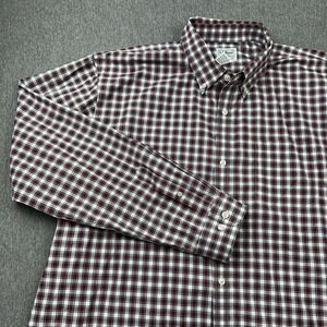 LL Bean Traditional Fit Long Sleeve Button Up Shirt Mens XXL Red White 288292